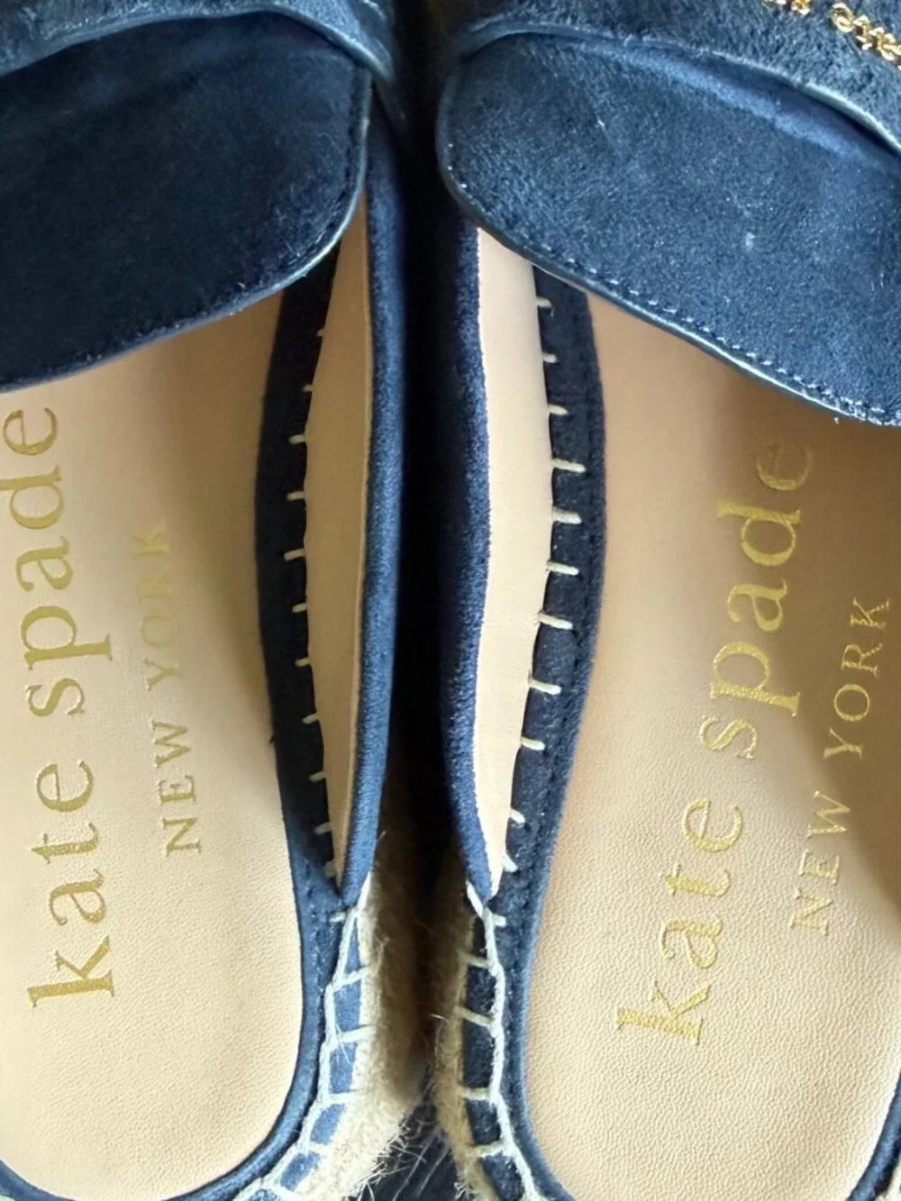 Kate Spade Navy Suede Espadrille Mules Size 6